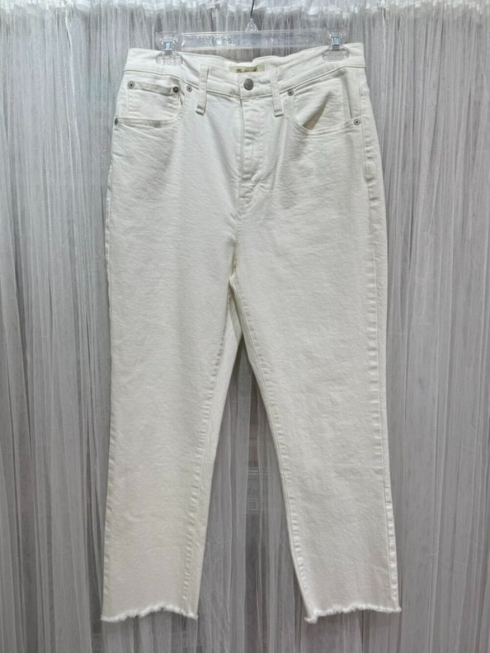 Madewell Women’s Size 28 High-Rise Slim Crop Boyjean White Denim Jeans